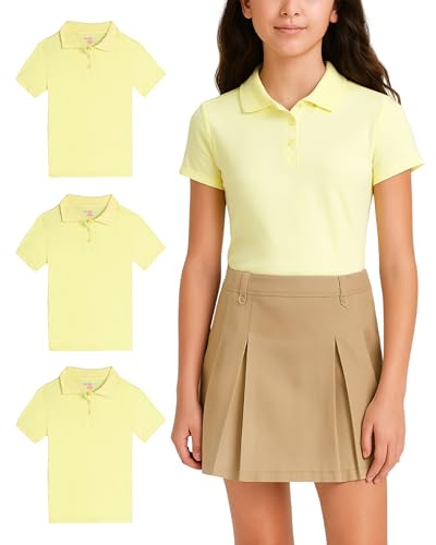 dELiA*s Girls Uniform Polos 3 Pack Short Sleeve Knit Polo Shirts (4-16)